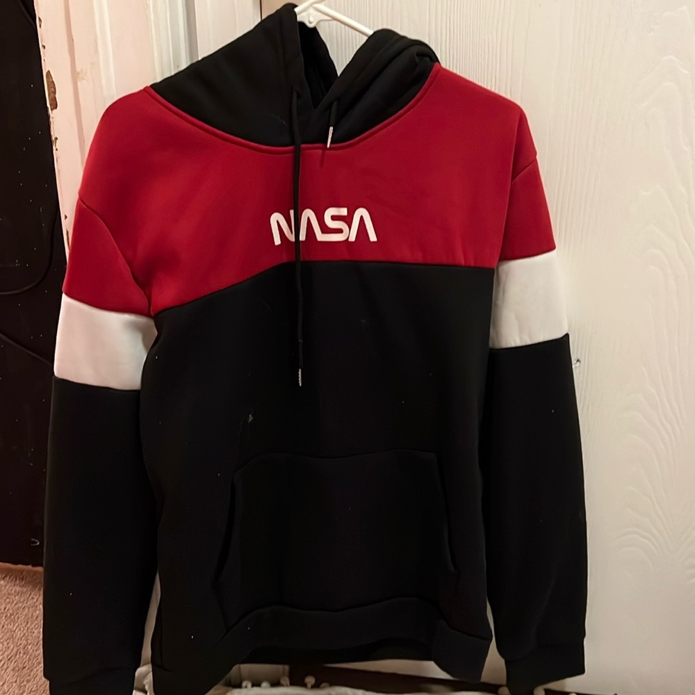 Black, white and Red NASA hoodie.